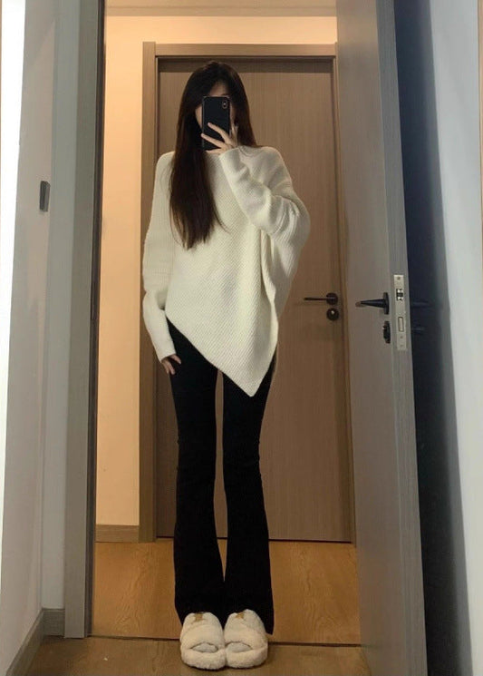 Elegant High-Neck Batwing Sleeve Sweater – Soft, Cozy & Modern