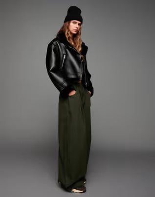 Clarova Double-Faced Faux Leather Jacket – Black