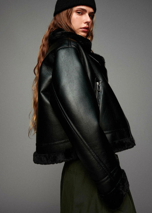 Clarova Double-Faced Faux Leather Jacket