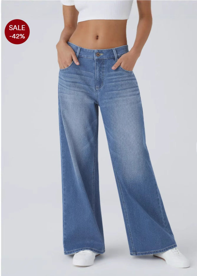 Casual Mid-Rise Denim Multi-Pocket Stretchy Jeans