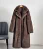 Women’s Long Maxi Faux Fur Overcoat – Elegant Sheared Fur Winter Jacket