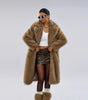 Women’s Long Maxi Faux Fur Overcoat – Elegant Sheared Fur Winter Jacket