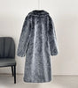Women’s Long Maxi Faux Fur Overcoat – Elegant Sheared Fur Winter Jacket