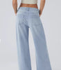Asymmetrical High Waist Multi Pocket Wide Leg Jeans Street Style