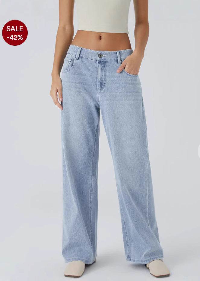 Casual Mid-Rise Denim Multi-Pocket Stretchy Jeans