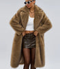 Women’s Long Maxi Faux Fur Overcoat – Elegant Sheared Fur Winter Jacket