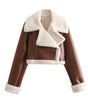 Faux Leather Zip-Up Jacket – Vintage Autumn Coat for Women