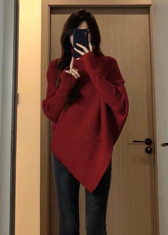 Elegant High-Neck Batwing Sleeve Sweater – Soft, Cozy & Modern