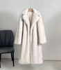 Women’s Long Maxi Faux Fur Overcoat – Elegant Sheared Fur Winter Jacket