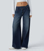 Asymmetrical High Waist Multi Pocket Wide Leg Jeans Street Style