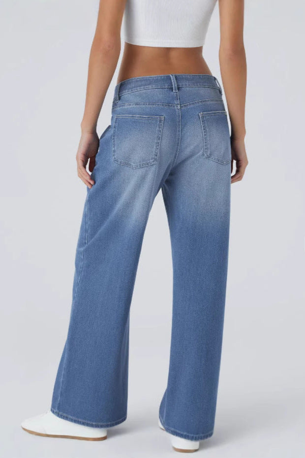 Casual Mid-Rise Denim Multi-Pocket Stretchy Jeans