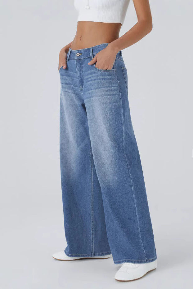 Casual Mid-Rise Denim Multi-Pocket Stretchy Jeans