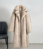 Women’s Long Maxi Faux Fur Overcoat – Elegant Sheared Fur Winter Jacket