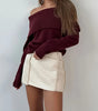 Minka Off Shoulder Knit Cabernet