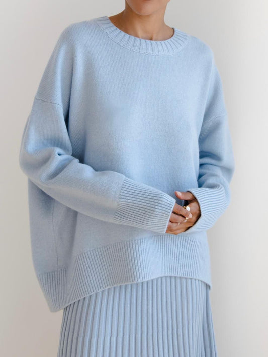 Cozy Round-Neck Loose Knit Sweater – Soft