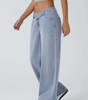 Asymmetrical High Waist Multi Pocket Wide Leg Jeans Street Style